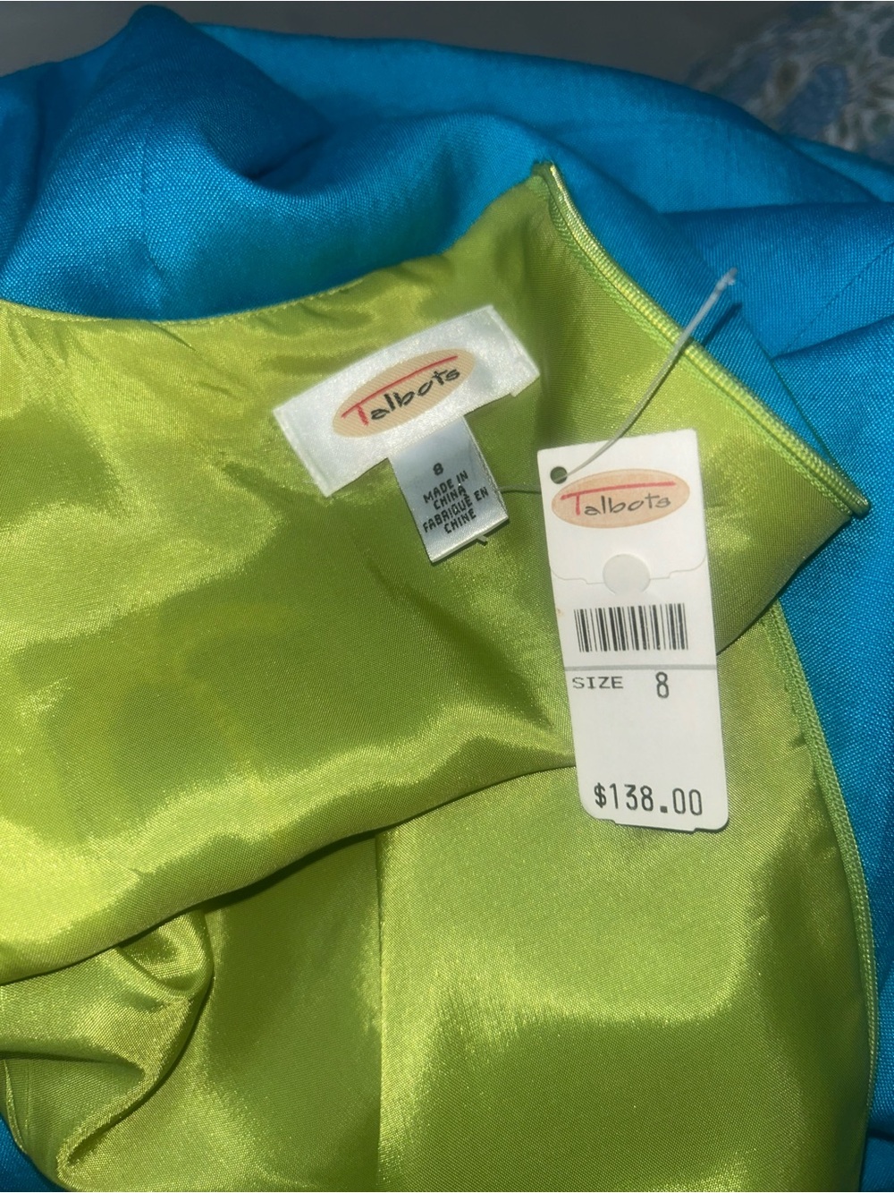 Talbots women’s size 8 blue linen blend palm tree embroidered dress New - Picture 7 of 9